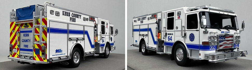 Closeup pictures 11-12 of the Kern County Fire Department Pierce Enforcer Engine 64 scale model