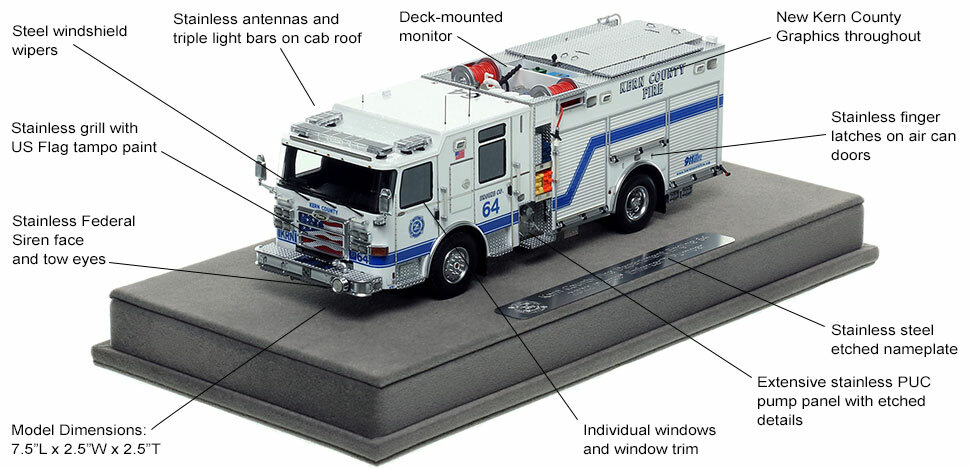 Features and Specs of the Kern County Pierce Engine 64 scale model