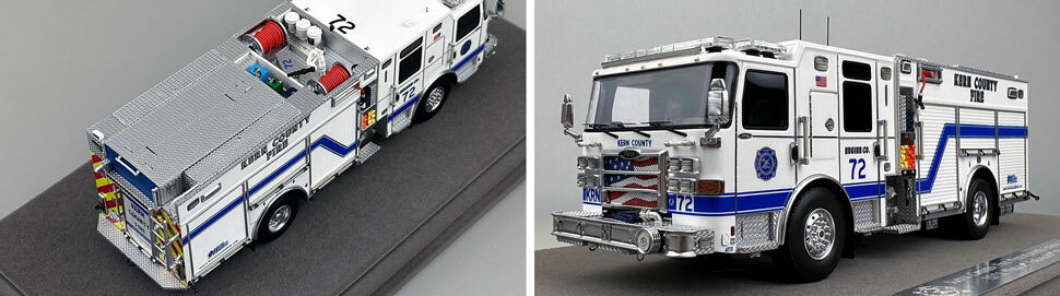 Closeup pictures 3-4 of the Kern County Fire Department Pierce Enforcer Engine 72 scale model