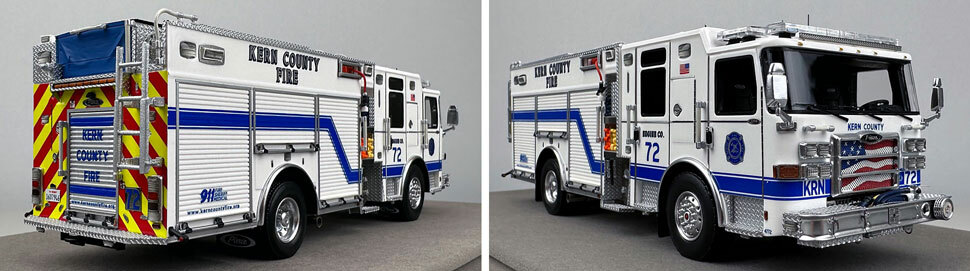 Closeup pictures 11-12 of the Kern County Fire Department Pierce Enforcer Engine 72 scale model