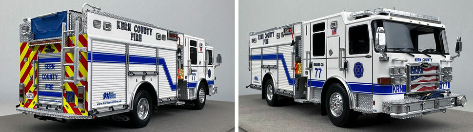 Closeup pictures 11-12 of the Kern County Fire Department Pierce Enforcer Engine 77 scale model