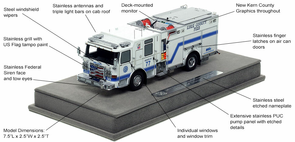 Features and Specs of the Kern County Pierce Engine 77 scale model