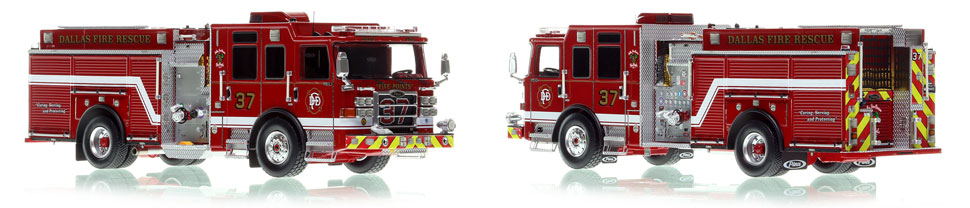 Dallas Fire-Rescue Pierce Enforcer Engine 37 scale model is hand-crafted and intricately detailed.