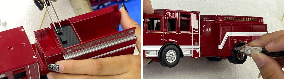 Assembly pictures 1-2 of the Dallas Fire-Rescue Pierce Enforcer Pumper scale model