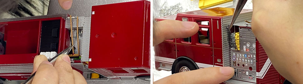 Assembly pictures 5-6 of the Dallas Fire-Rescue Pierce Enforcer Pumper scale model