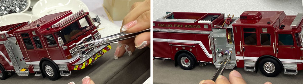 Assembly pictures 13-14 of the Dallas Fire-Rescue Pierce Enforcer Pumper scale model