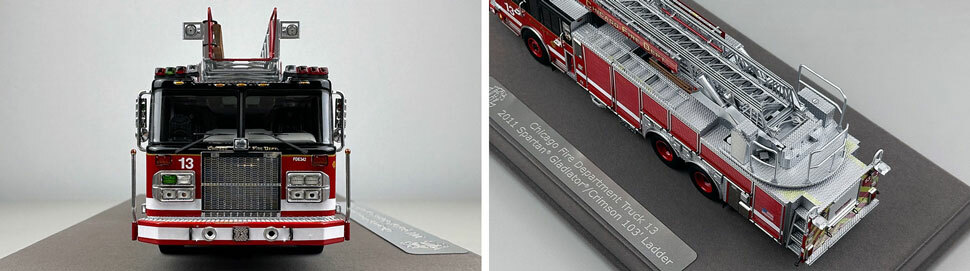 Closeup pics 1-2 of Chicago Fire Department Spartan 103' Truck 13 scale model