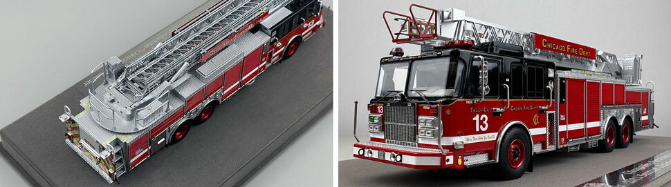 Closeup pics 3-4 of Chicago Fire Department Spartan 103' Truck 13 scale model