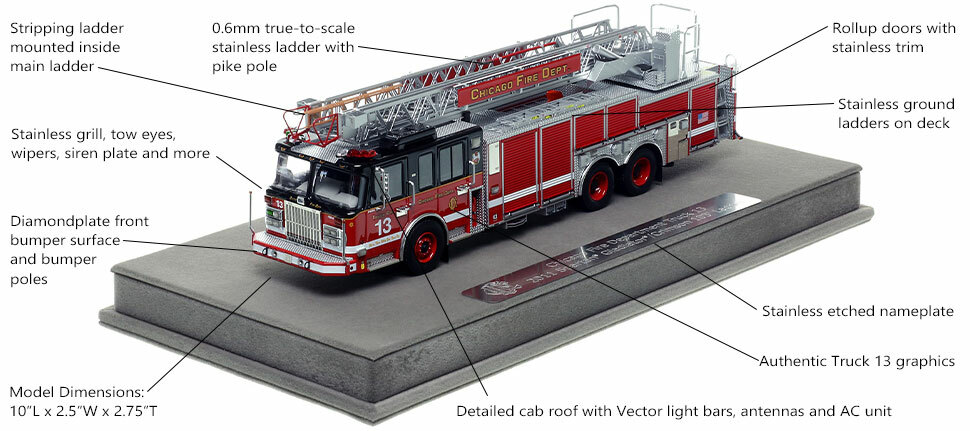 Features and Specs of Chicago's Spartan 103' Truck 13 scale model