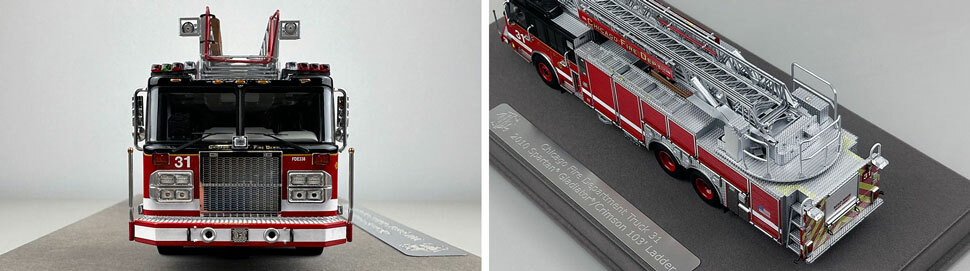 Closeup pics 1-2 of Chicago Fire Department Spartan 103' Truck 31 scale model