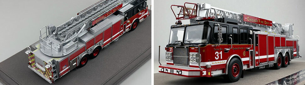 Closeup pics 3-4 of Chicago Fire Department Spartan 103' Truck 31 scale model