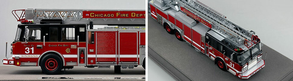 Closeup pics 5-6 of Chicago Fire Department Spartan 103' Truck 31 scale model