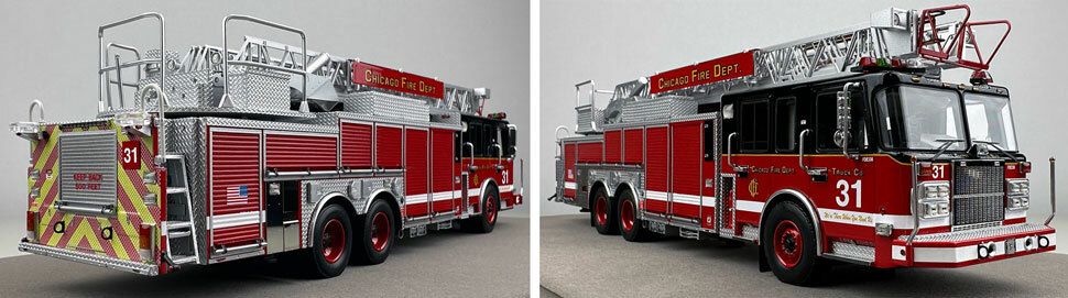 Closeup pics 11-12 of Chicago Fire Department Spartan 103' Truck 31 scale model