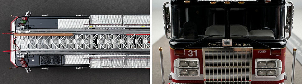 Closeup pics 13-14 of Chicago Fire Department Spartan 103' Truck 31 scale model