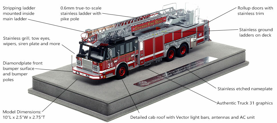 Features and Specs of Chicago's Spartan 103' Truck 31 scale model