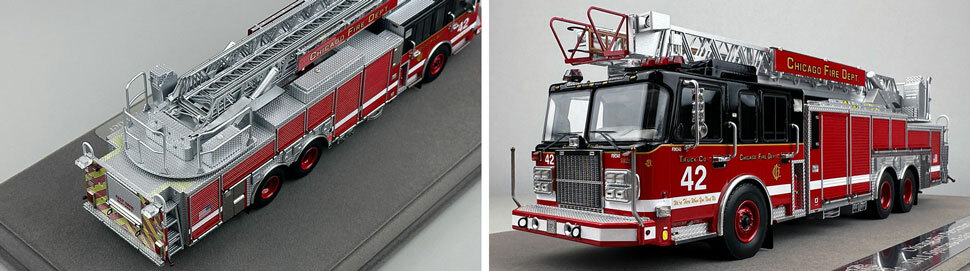 Closeup pics 3-4 of Chicago Fire Department Spartan 103' Truck 42 scale model