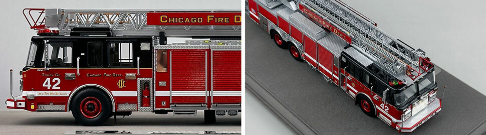 Closeup pics 5-6 of Chicago Fire Department Spartan 103' Truck 42 scale model