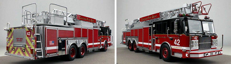 Closeup pics 11-12 of Chicago Fire Department Spartan 103' Truck 42 scale model