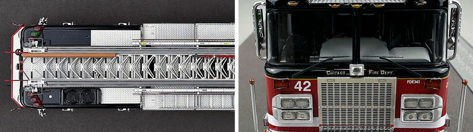 Closeup pics 13-14 of Chicago Fire Department Spartan 103' Truck 42 scale model