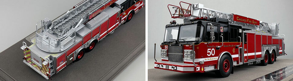 Closeup pics 3-4 of Chicago Fire Department Spartan 103' Truck 50 scale model