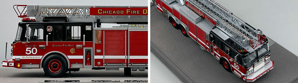 Closeup pics 5-6 of Chicago Fire Department Spartan 103' Truck 50 scale model