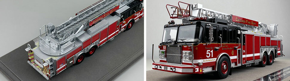 Closeup pics 3-4 of Chicago Fire Department Spartan 103' Truck 51 scale model