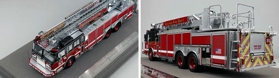 Closeup pics 7-8 of Chicago Fire Department Spartan 103' Truck 51 scale model