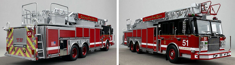 Closeup pics 11-12 of Chicago Fire Department Spartan 103' Truck 51 scale model