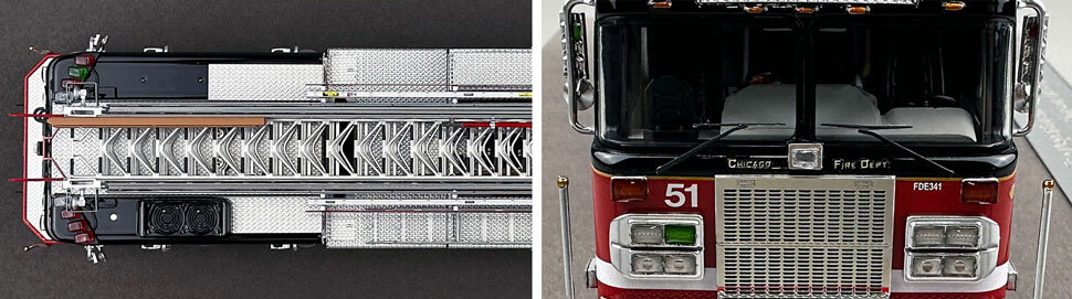 Closeup pics 13-14 of Chicago Fire Department Spartan 103' Truck 51 scale model