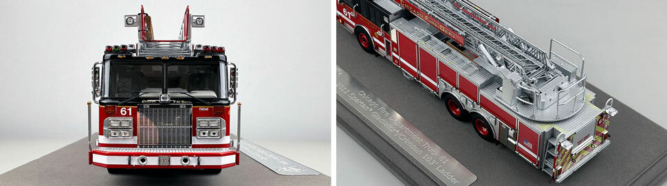 Closeup pics 1-2 of Chicago Fire Department Spartan 103' Truck 61 scale model