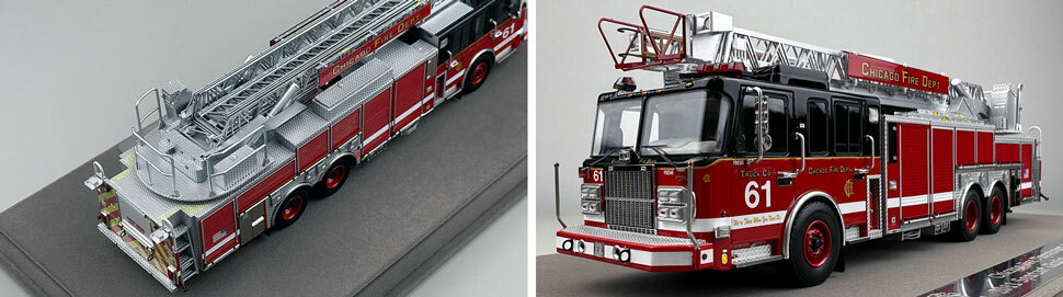 Closeup pics 3-4 of Chicago Fire Department Spartan 103' Truck 61 scale model