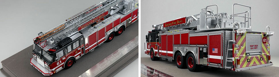 Closeup pics 7-8 of Chicago Fire Department Spartan 103' Truck 61 scale model