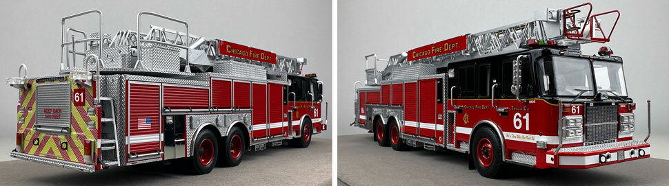 Closeup pics 11-12 of Chicago Fire Department Spartan 103' Truck 61 scale model