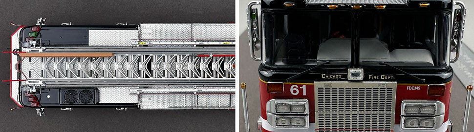 Closeup pics 13-14 of Chicago Fire Department Spartan 103' Truck 61 scale model