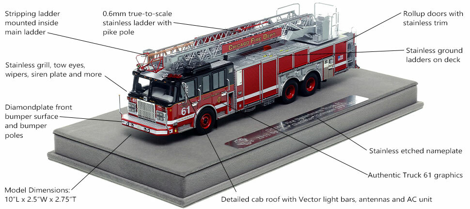 Features and Specs of Chicago's Spartan 103' Truck 61 scale model