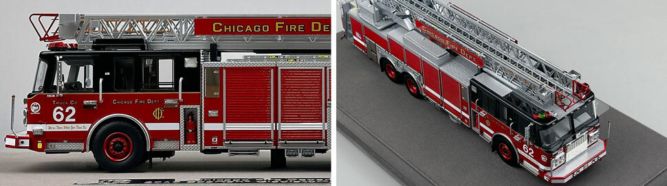 Closeup pics 5-6 of Chicago Fire Department Spartan 103' Truck 62 scale model