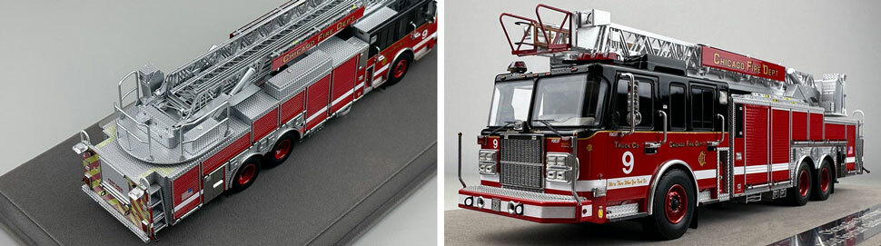 Closeup pics 3-4 of Chicago Fire Department Spartan 103' Truck 9 scale model