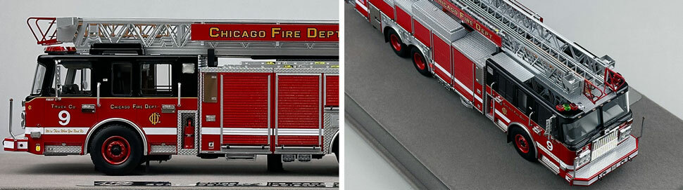 Closeup pics 5-6 of Chicago Fire Department Spartan 103' Truck 9 scale model