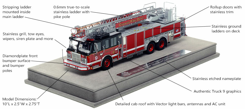 Features and Specs of Chicago's Spartan 103' Truck 9 scale model