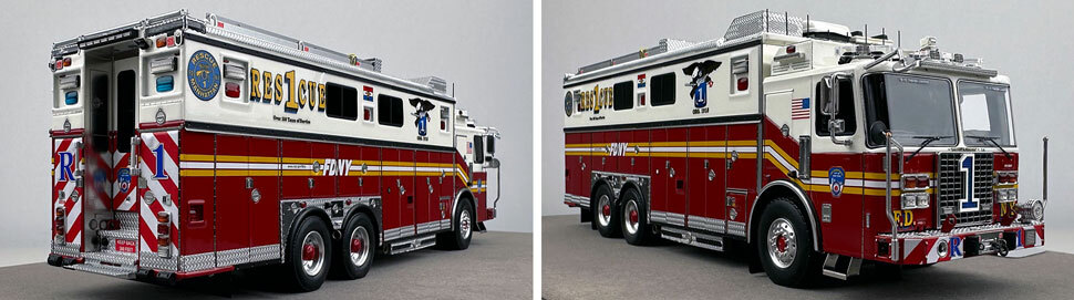 1:50 scale FDNY 2019 Ferrara Rescue 1 close up pictures 11-12