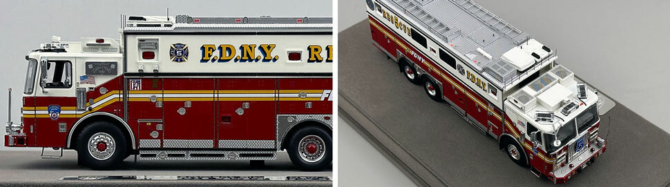 1:50 scale FDNY 2019 Ferrara Rescue 5 close up pictures 5-6