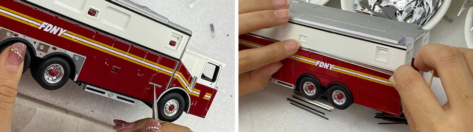 FDNY 2019 Ferrara Rescue scale models assembly pictures 1-2