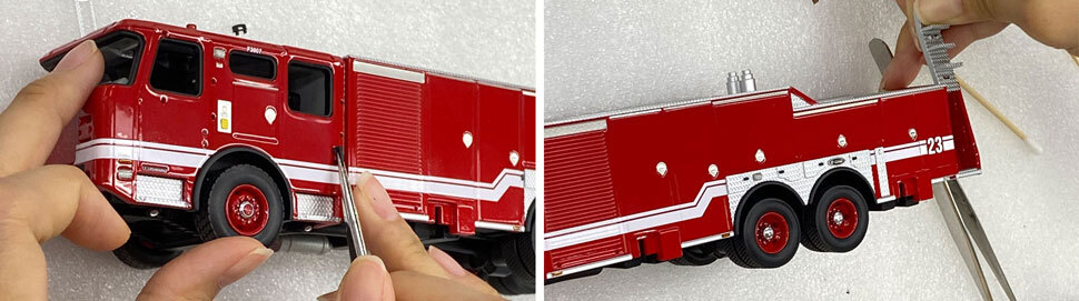 Assembly pictures 3-4 of the Memphis Fire Department E-One Typhoon Truck scale model