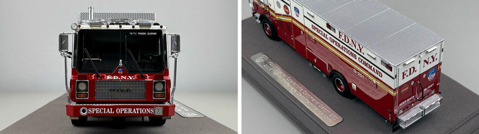 Closeup pictures 1-2 of the FDNY Mack MR/Ferrara Decontamination Unit 251 scale model Closeup pictures 1-2 of the FDNY Mack MR/Ferrara Decontamination Unit 251 scale model