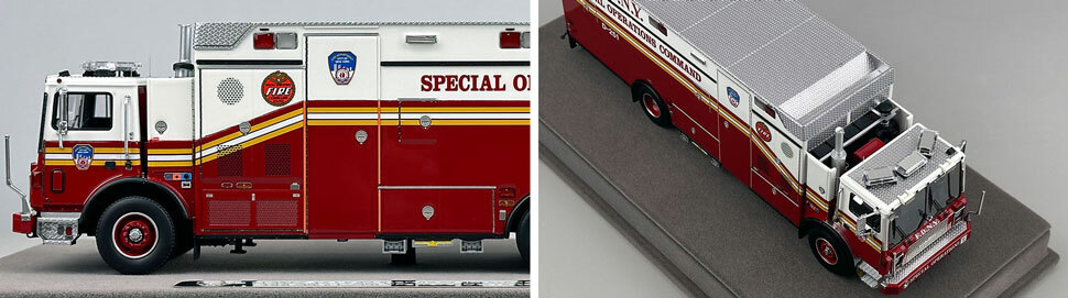 Closeup pictures 5-6 of the FDNY Mack MR/Ferrara Decontamination Unit 251 scale model Closeup pictures 5-6 of the FDNY Mack MR/Ferrara Decontamination Unit 251 scale model