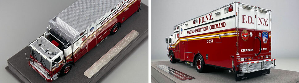 Closeup pictures 7-8 of the FDNY Mack MR/Ferrara Decontamination Unit 251 scale model Closeup pictures 7-8 of the FDNY Mack MR/Ferrara Decontamination Unit 251 scale model
