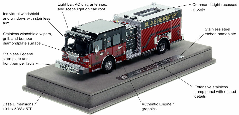 Features and Specs of St. Louis Spartan/Smeal Engine 1 scale model