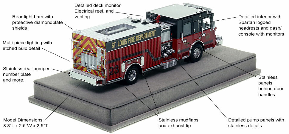 Specs and Features of St. Louis Spartan/Smeal Engine 23 scale model