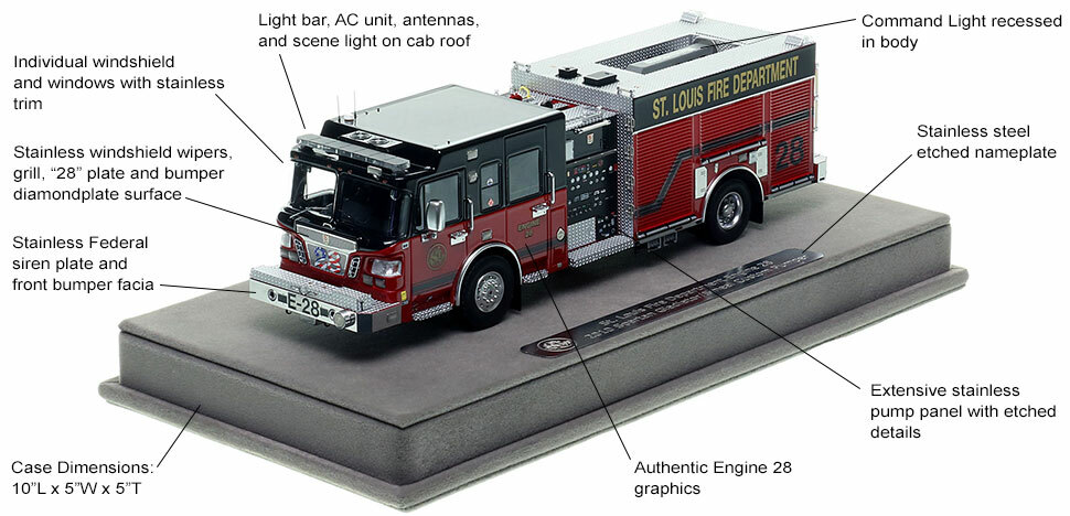 Features and Specs of St. Louis Spartan/Smeal Engine 28 scale model