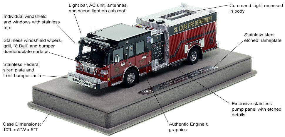 Features and Specs of St. Louis Spartan/Smeal Engine 8 scale model